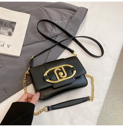 Designer Handbags For Women Leather Metal Buckle Flap Square Shoulder Bags Fashion 2024 Ladies Messenger Bags Females Casual
