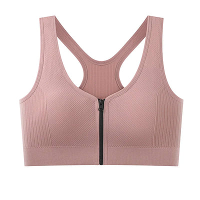 Women's sports bra fitness top front zipper design sports vest fashionable bra yoga gym sports bra
