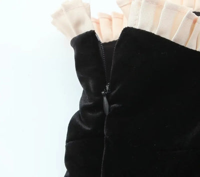 YENKYE Black Strapless Christmas Dress Sexy A Line Vintage Velvet Party Mini Dresses Elegant Women Dresses