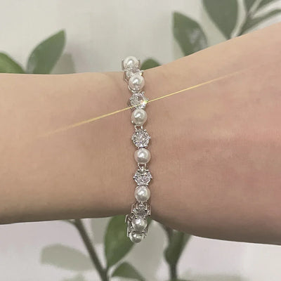 2025 New Trend Fine Jewelry Sets Charming White Geometric Crystal Fashion Pearl Necklace Ring Earrings Romantic Gift for Women