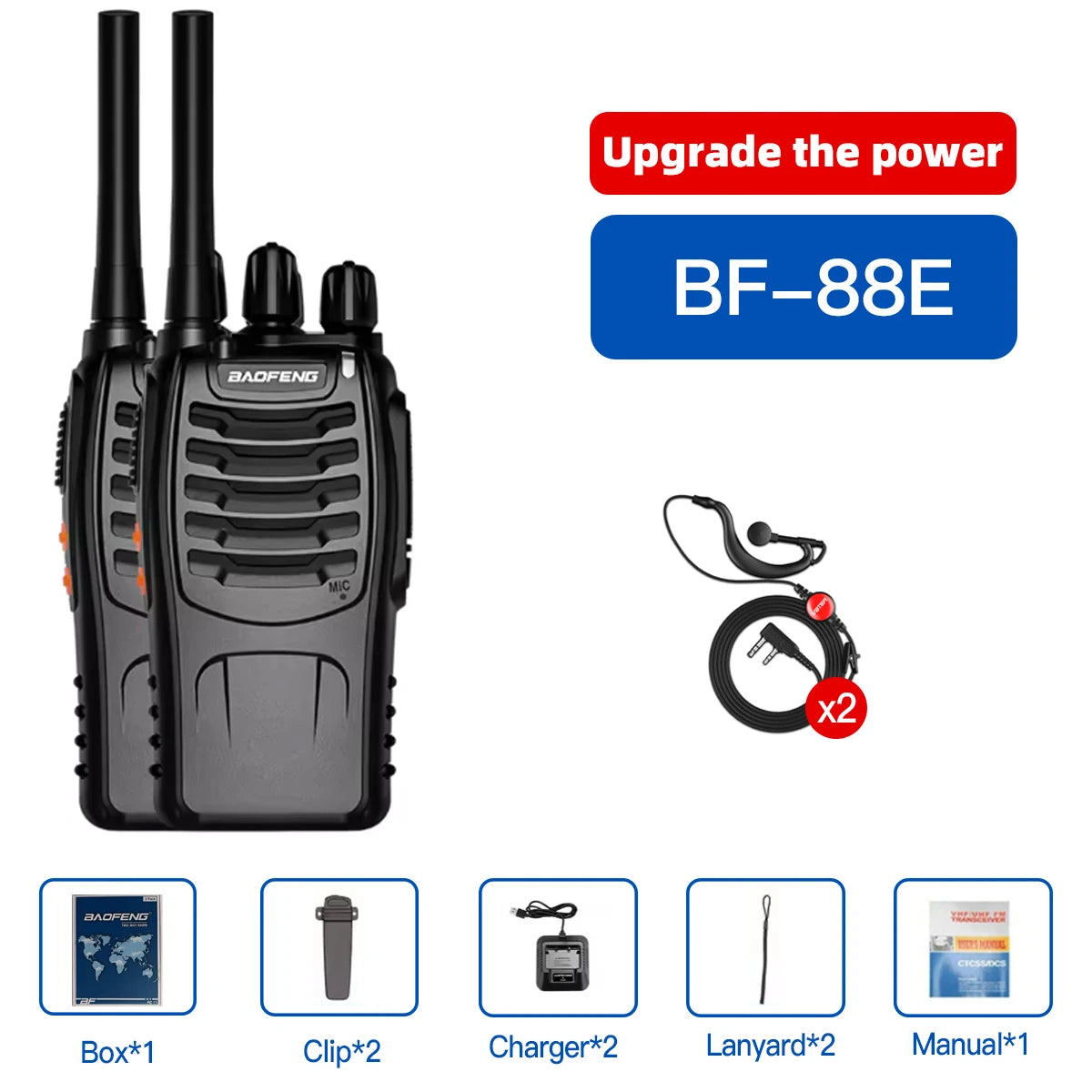 2PCS Wholesale BAOFENG BF 88E Portable Two-Way Amateur Radio Handheld Walkie Talkie Charable DMR GMRS Batteries Model BF-88E
