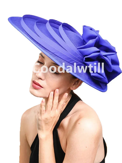 Women Church Wedding Big Fascinator Hat Fashion Large Flower Headpiece Fascinator Ladies Elegant Party Royal Ascot Millinery Cap
