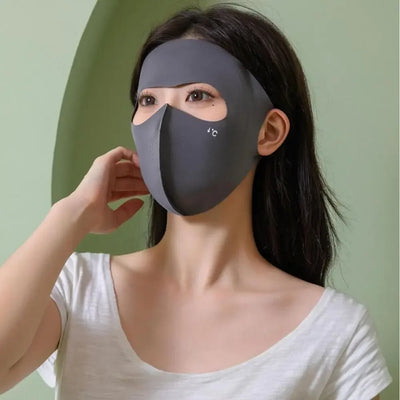 Polyester UPF50+ Sunscreen Mask Traceless Small Hole Ice Silk Face Clothing Thin Quick Drying UV Protection Mask Women
