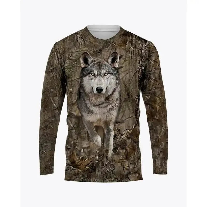 Men's Long Sleeve T-shirt 3D Camouflage Printed T-shirts Hunting Animals T Shirts Casual Tshirt Ropa hombre Tops Tshirt Outdoors