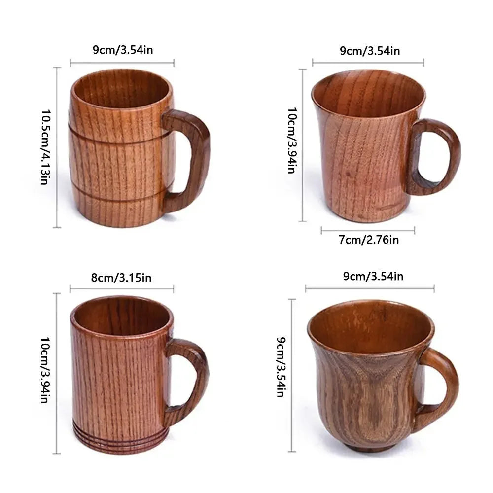 Drinkware Vintage Wooden Tea Cup Handmade Japanese Style Drinking Cup Solid Wood with Handle Wood Coffee Mug Home