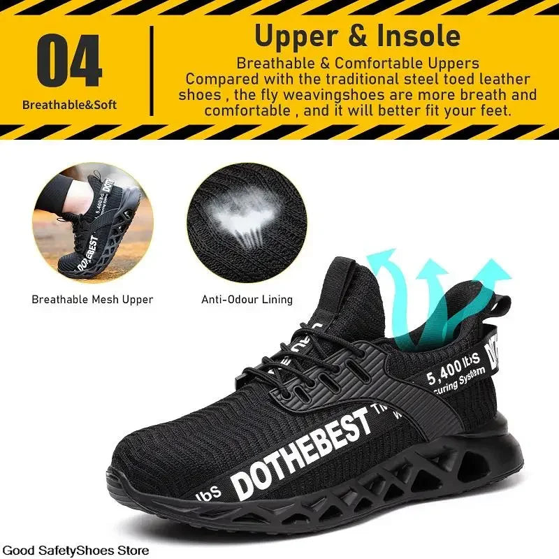 Safety Shoes Men For Work Sneakers Women Men Steel Toe Work Shoes Security Protective Shoes Lightweight Anti-Smash Anti-Puncture