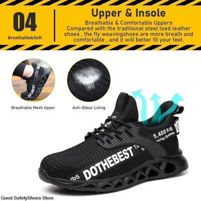 Safety Shoes Men For Work Sneakers Women Men Steel Toe Work Shoes Security Protective Shoes Lightweight Anti-Smash Anti-Puncture