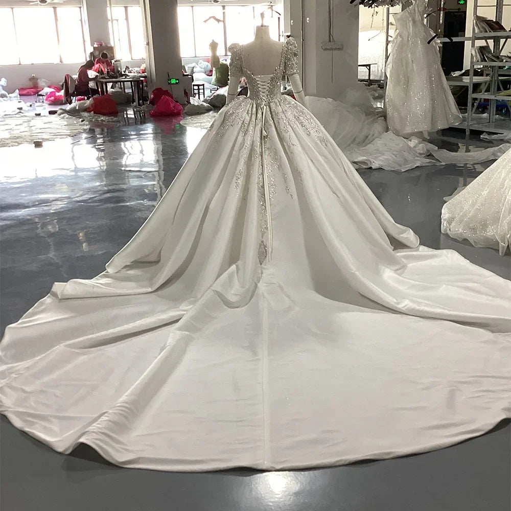 Elegant Ball Gown Short Sleeves Women Wedding Dresses Popular Organza Bridal Gowns Customized Ball Princess Vestido De Novia