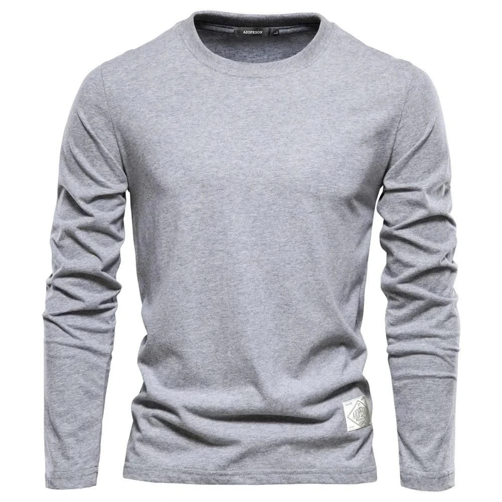 100% Cotton Long Sleeve T Shirt For Men Solid Spring Casual Mens T-shirts High Quality Male Tops Classic Clothes Men's T-shirts