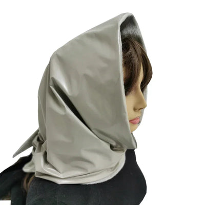 Designer woman Triangle Scarf Black Bandana men Unisex Faux leather kerchief eco-leather headscarf headdress Shawl Wrap