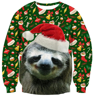 Ugly Christmas Sweater For Men Women Funny Novelty Xmas Sweatshirt 3d Printed Cartoon Animal Long Sleeve Pullover Hoodies Tops