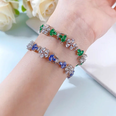 Fashion fine Jewelry Making S925 Silver Bracelet Luxury Set with Diamond Flower Bracelet Bracelet Jewelry