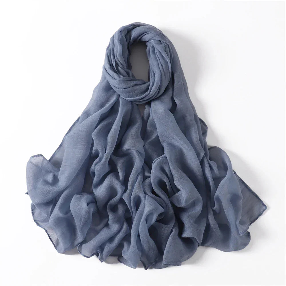 New Cotton Linen Scarf For Women Girls Students Autumn Classic Solid Color Scarves Retro Soft Foulard Viscose Female Wrap Shawls