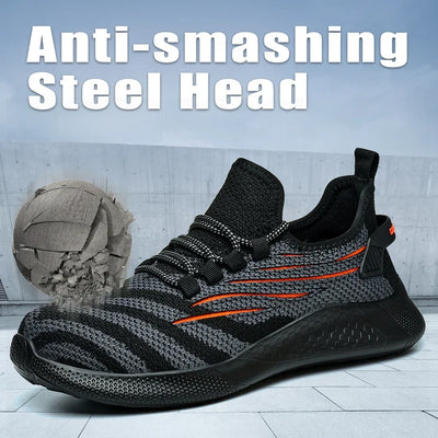 Men Safety Shoes For Work Safety Boots Protect Breathable Anti-smash Steel Toe Sport Work Sneakers Construction Security Boots