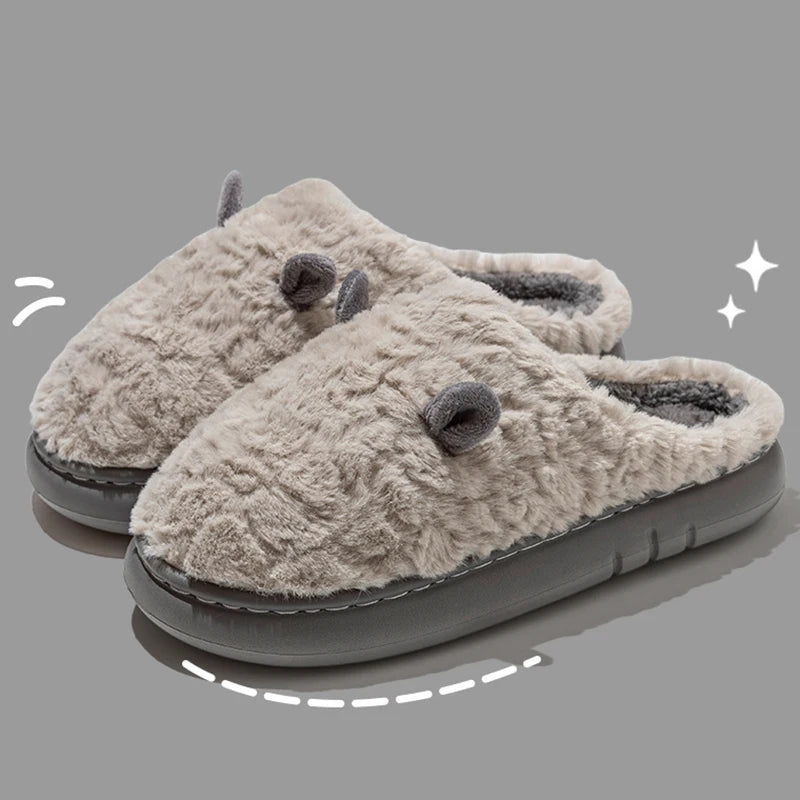 Cozy Warm Winter Indoor Slippers for Women 2025 New House Cute Plush Cotton Shoes Woman Soft Non Slip Fuzzy Home Slippers Couple