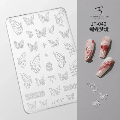 Geometric Bowknot Grid Lace Flora Edge Nail Art Silicone Carving Mold Mould Star Daisy Flower Charms Bow Tie Snowflake Template