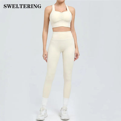 Yoga Set 2PCS Women Tracksuit Workout Outfit Sportswear Gym Clothing High Waist Leggings Fitness Bra Sports Suits Athletic Wear