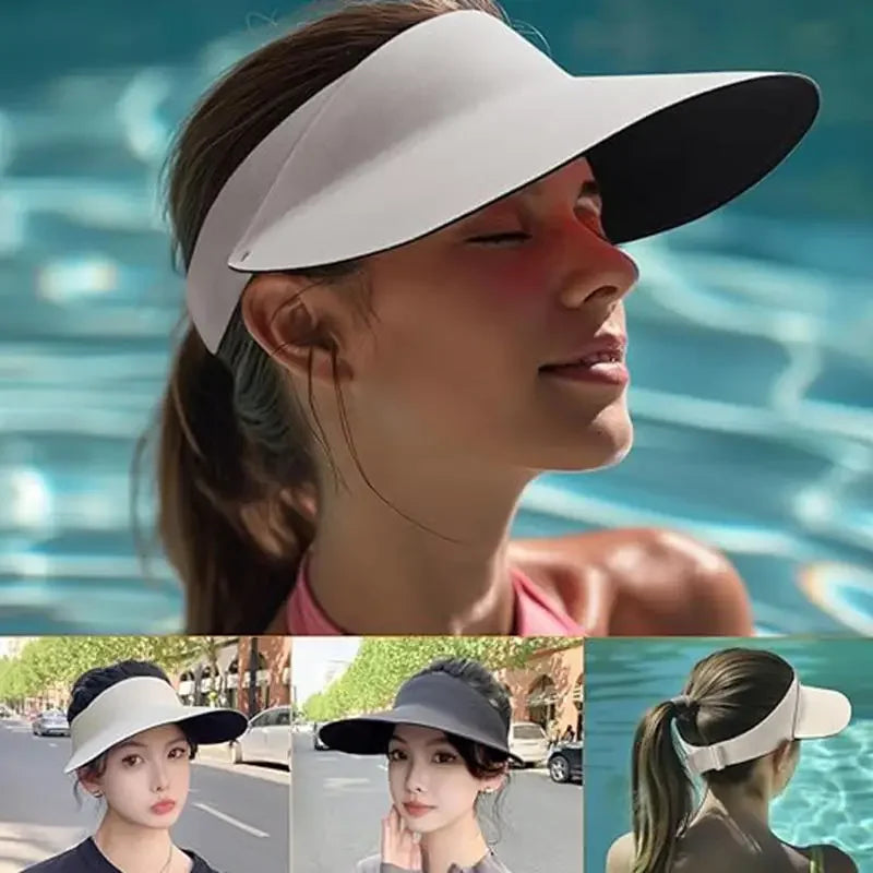 Summer Sunscreen Sun Hat For Women UV Protection Running Sports Empty Top Hat Light Foldable Sun Shade For Ladies