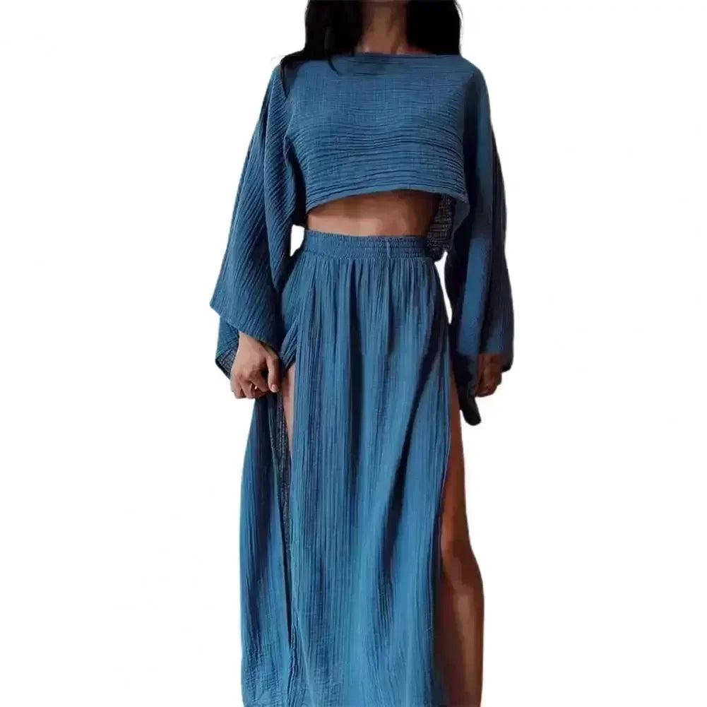 2 pcs/set women crop top ski rt set