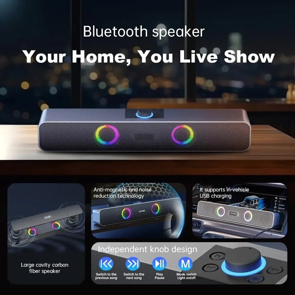 Bluetooth Speaker HD Sound Portable Playback AUX TF Card and USB LED Light Speaker Bluetooth 5.3 Wireless for Home Party Outdoor