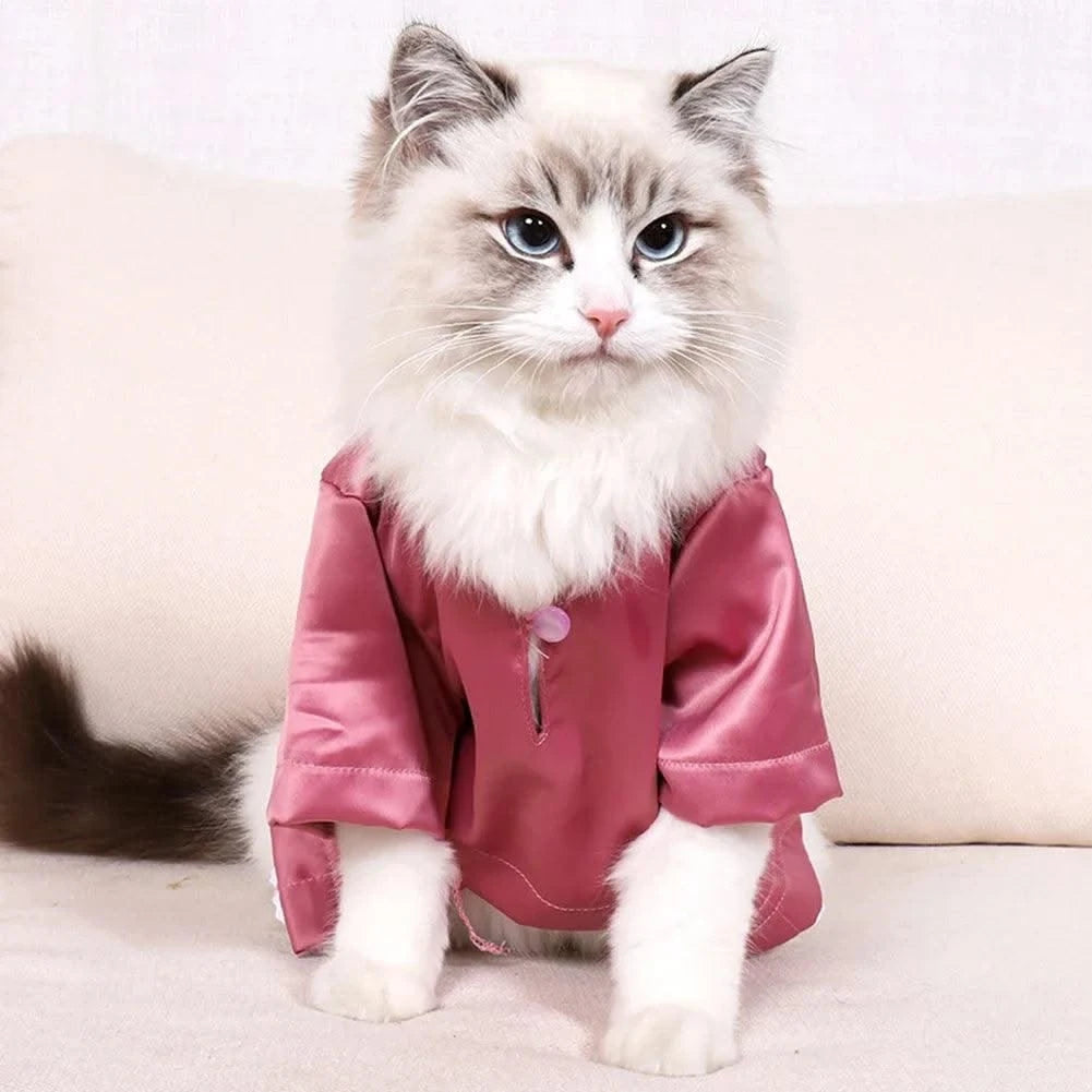 Fashionable Pet Clothes Summer Shirt Cat Wear Silk Dazzle Breathable Thin Non-Stick Fur Traditional Chinese Garments Cat Dresses