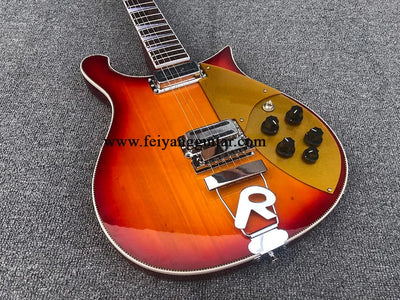 High Quality Electric Guitar with 6Strings, cherry burst Color, Gold Pickguard,2-Piece Pickup, 660, Free Shipping