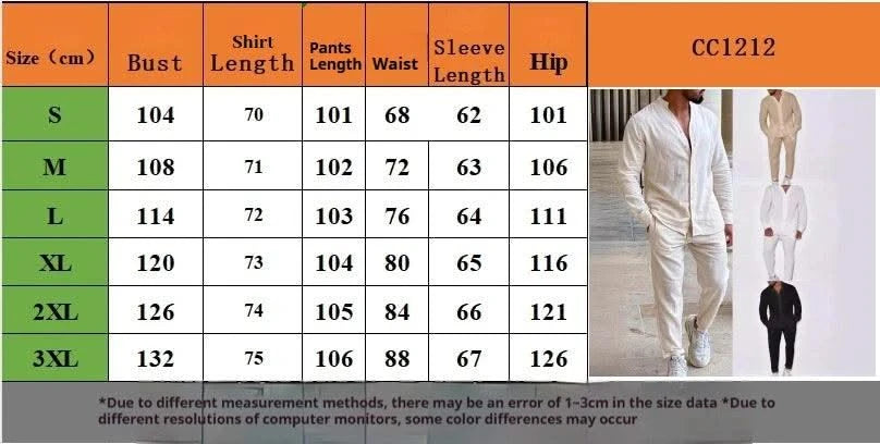 Mens Sets Linen Spring Autumn Leisure Suit Long Sleeve Shirts and Trousers Two Piece Sets Fashion Men Hot Sales Comfortable
