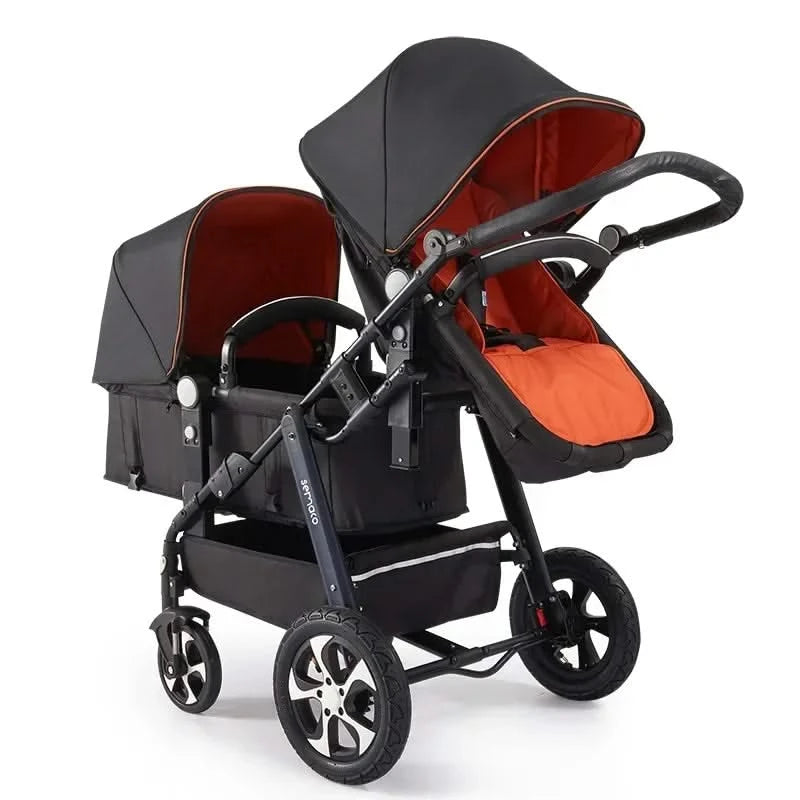 New Twins Baby Stroller Foldable Double Baby Stroller for Two Children Shock-absorbing Twin Baby Stroller Four Wheel Cart