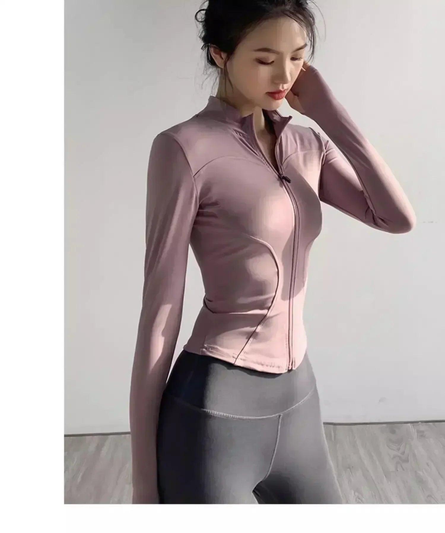 Women’s quick-drying sun protection sport coat tight yoga wear long sleeve cardigan running fitness jacket zipper