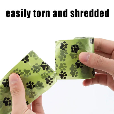Random Color Cartoon Paw Graphic Dog Poop Bags Pet Poop Bags Leak-Proof Dog Waste Bags For Pet Supplies