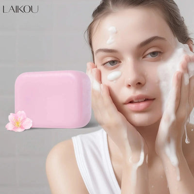 LAIKOU Sakura Facial  Body Whitening Soap Reduces Acne Dark Spot Deep Cleaning Cutin Brightening Skin 90g
