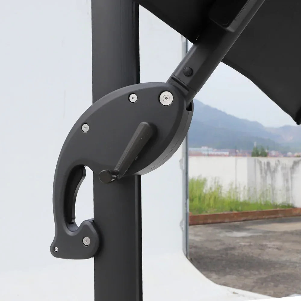 Umbrella Patio Outdoor Parasol black10ft Offset Cantilever Garden Led With Solar Lights