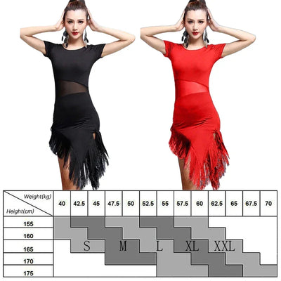Women Sexy Latin Dance Dress Fringe Dresses Latin Ballroom Cha Cha Rumba Tango Samba Prom Tassel Split Practice Dance Costume