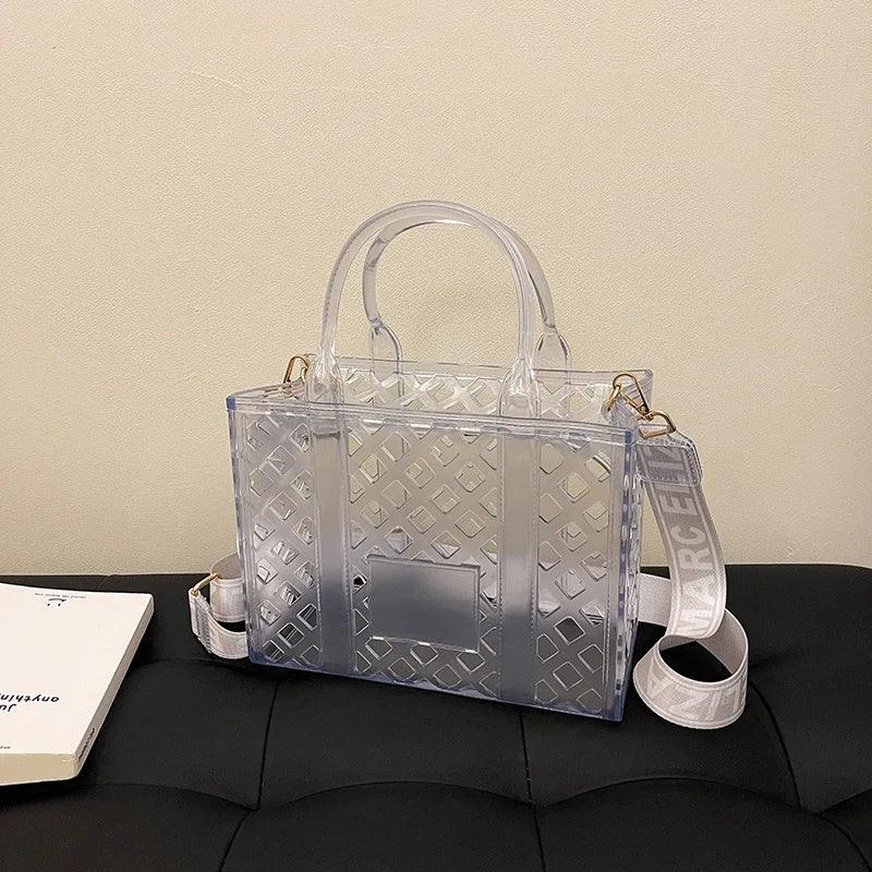 Designer Tote Bag For Women Brand Hollow Out Shoulder Bag 2025 New Travel Beach Handbag Purple Bag Fashion Shopper Purse