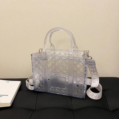 Designer Tote Bag For Women Brand Hollow Out Shoulder Bag 2025 New Travel Beach Handbag Purple Bag Fashion Shopper Purse