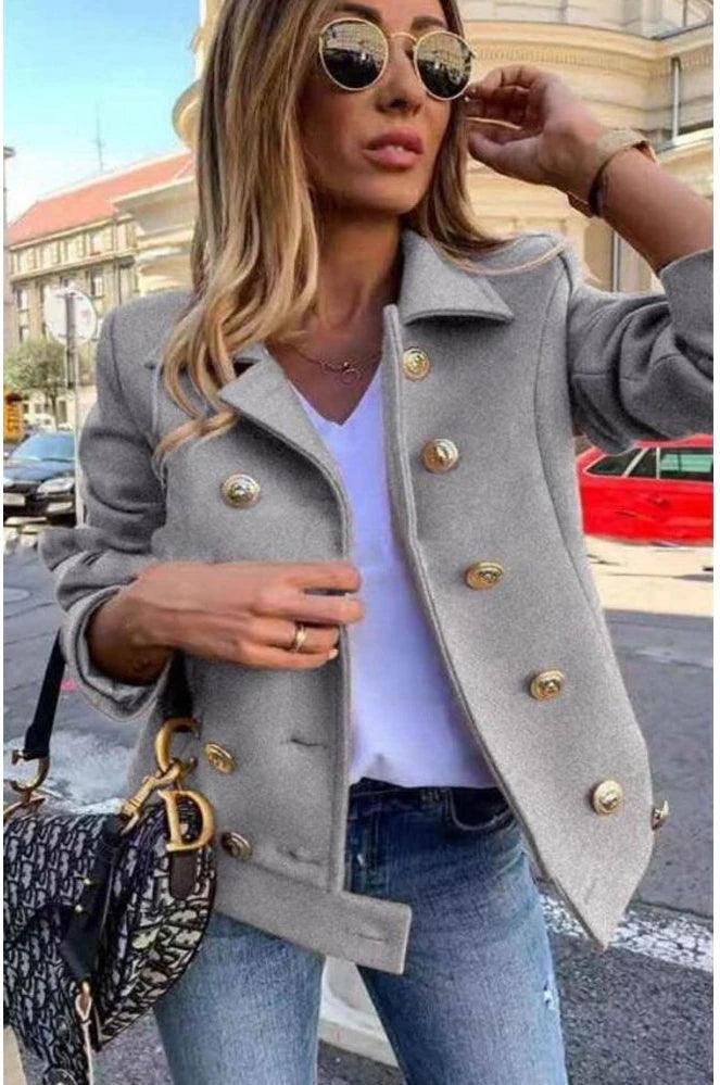 Long sleeve fashion double-breasted blazer casual with lapel office lady jackets for women
