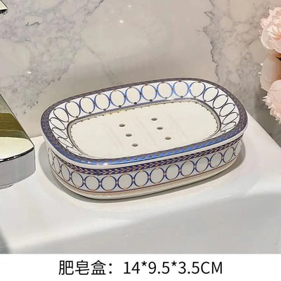Light luxury high-end soap box Ceramic light luxury toilet bathroom drain soap box household no water