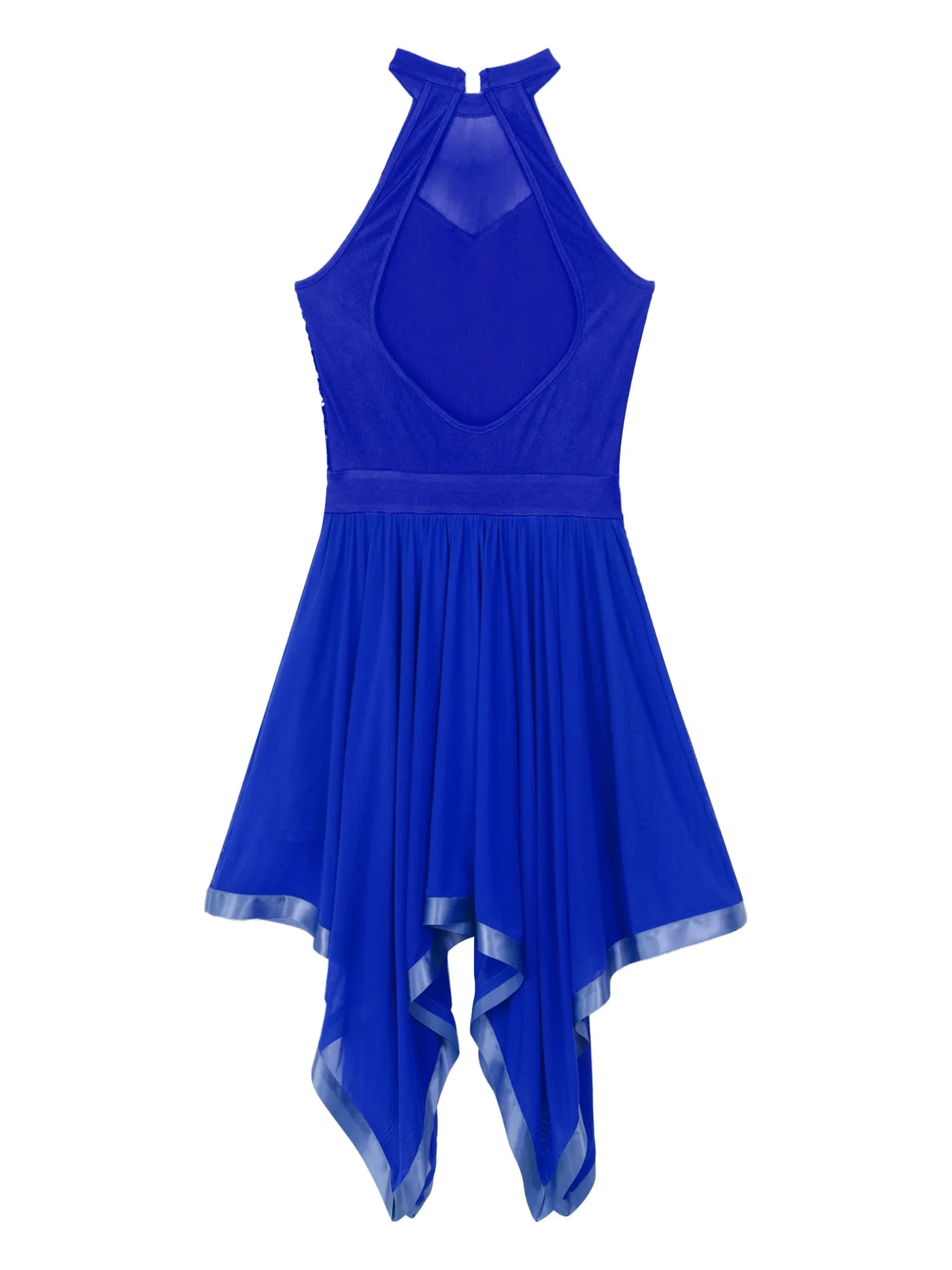 Elegant Ballet Leotards Dance Dress For Women Shiny Sequins Asymmetrical Hem Mesh Lyrical Dresses Prom Performance Costume