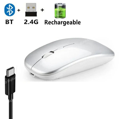 Wireless Mouse Bluetooth-Compatible Gaming Mouse (Dual Mode:BT+2.4Ghz) Ergonomic Rechargeable Mice for PC/Laptop/Macbook  ﻿