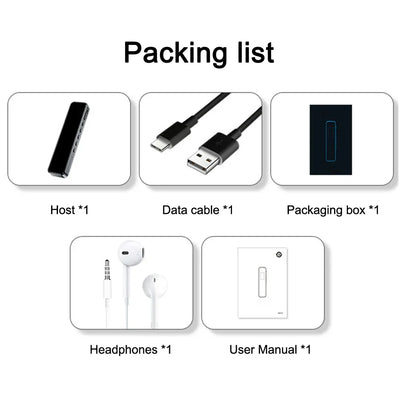 Digital Voice Recorder High-Quality Noise Reduction Record with Playback MP3 Music Player Activated Record 1536KBPS HD Recording