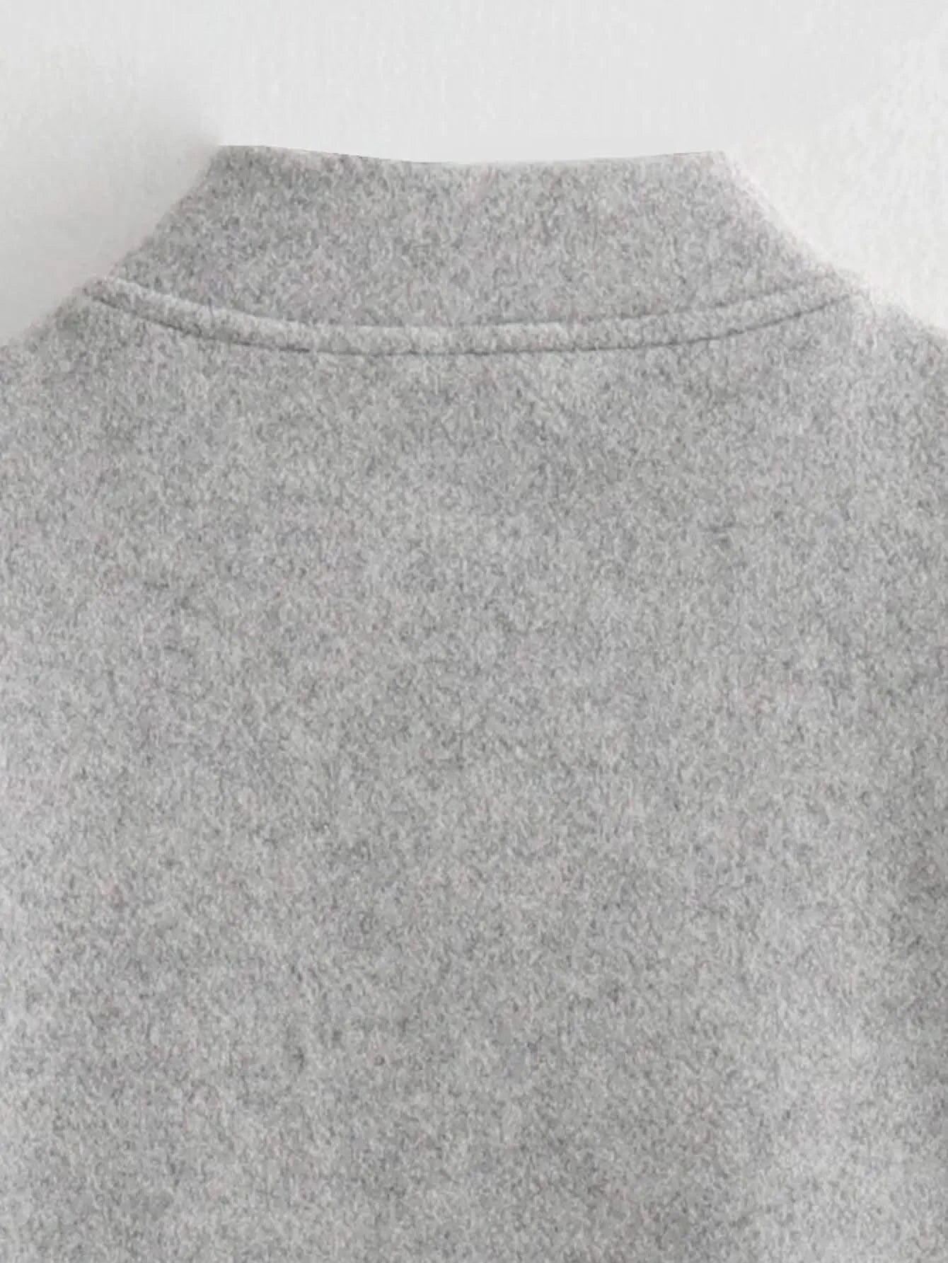 Women's Soft Bomber Jacket High Collar Long Sleeve Zipper Front Pocket