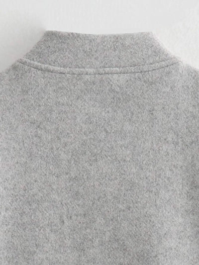 Women's Soft Bomber Jacket High Collar Long Sleeve Zipper Front Pocket