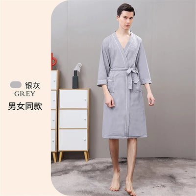 Waffle Patterned Bathrobe High Quality Water Absorption and Quick Drying Bathrobe for Couples