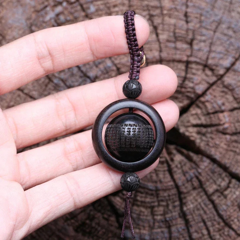 Handmade Original Tibetan Buddhism Ebony Keychain Handmade Retro Wooden Keychain