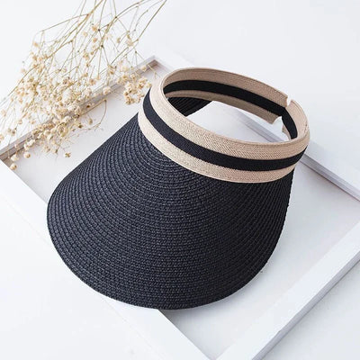 Fashionable Women's Sun Hat Sunscreen UV Resistant Beach Sun Hat Casual Hat Lafite Grass Woven Top Hat Suitable for Summer Women