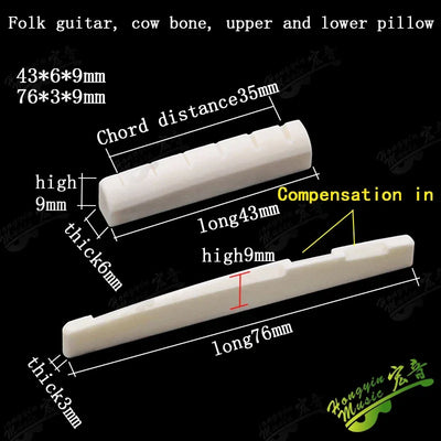 Acoustic guitar  and 4 5 6 7 12String Bass guitar nut slotted, upper and lower nuts slotted in various sizes Made of Bovine bone