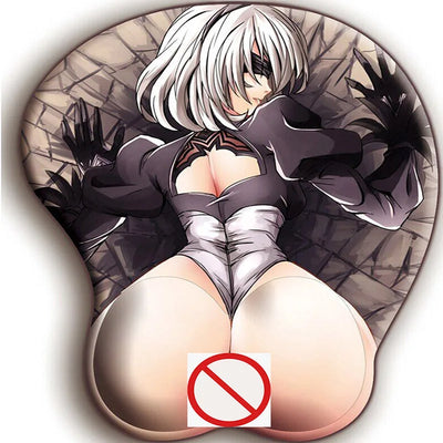 Non-slip 3D Cute Mouse Pad Anime Sexy Girl Nier 2B 3D Hip Soft Mouse Pads with Wrist Rest Gaming Mousepad Mat for LOLCSGO 26*22