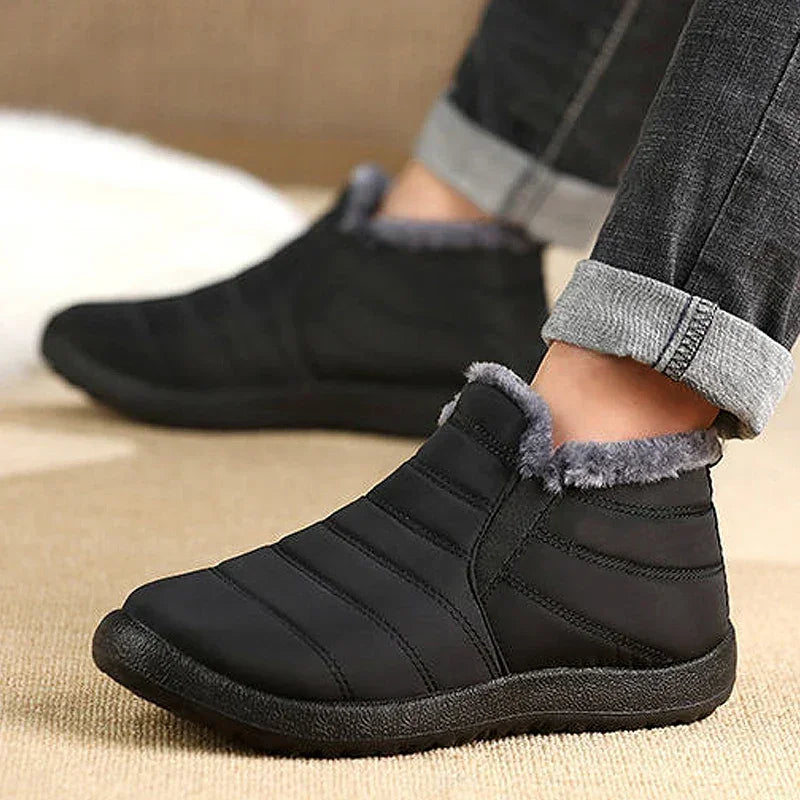 Snow Waterproof Boots Men Platform Shoes For Men Slip On Warm Fur Ankle Boots Men's Winter Shoes Plush Footwear Work Shoes
