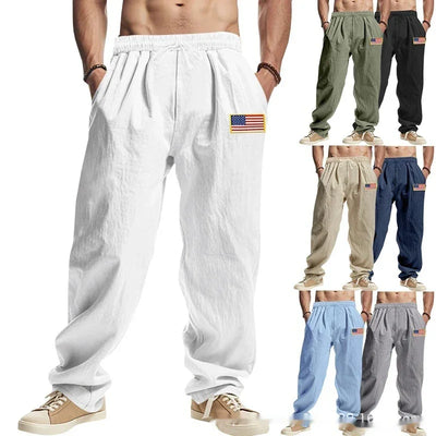 Men's Linen Wide-leg Pants for All Seasons Hip-hop Street Fashion Casual Pants Loose and Versatile Breathable Trousers for Men