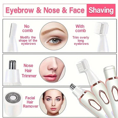 2025 4 In 1 Electric Lady Shaver Body Hair Removal Epilator Painless Cordless Trimmer Razor Gifts For Women 2025 - Elanique